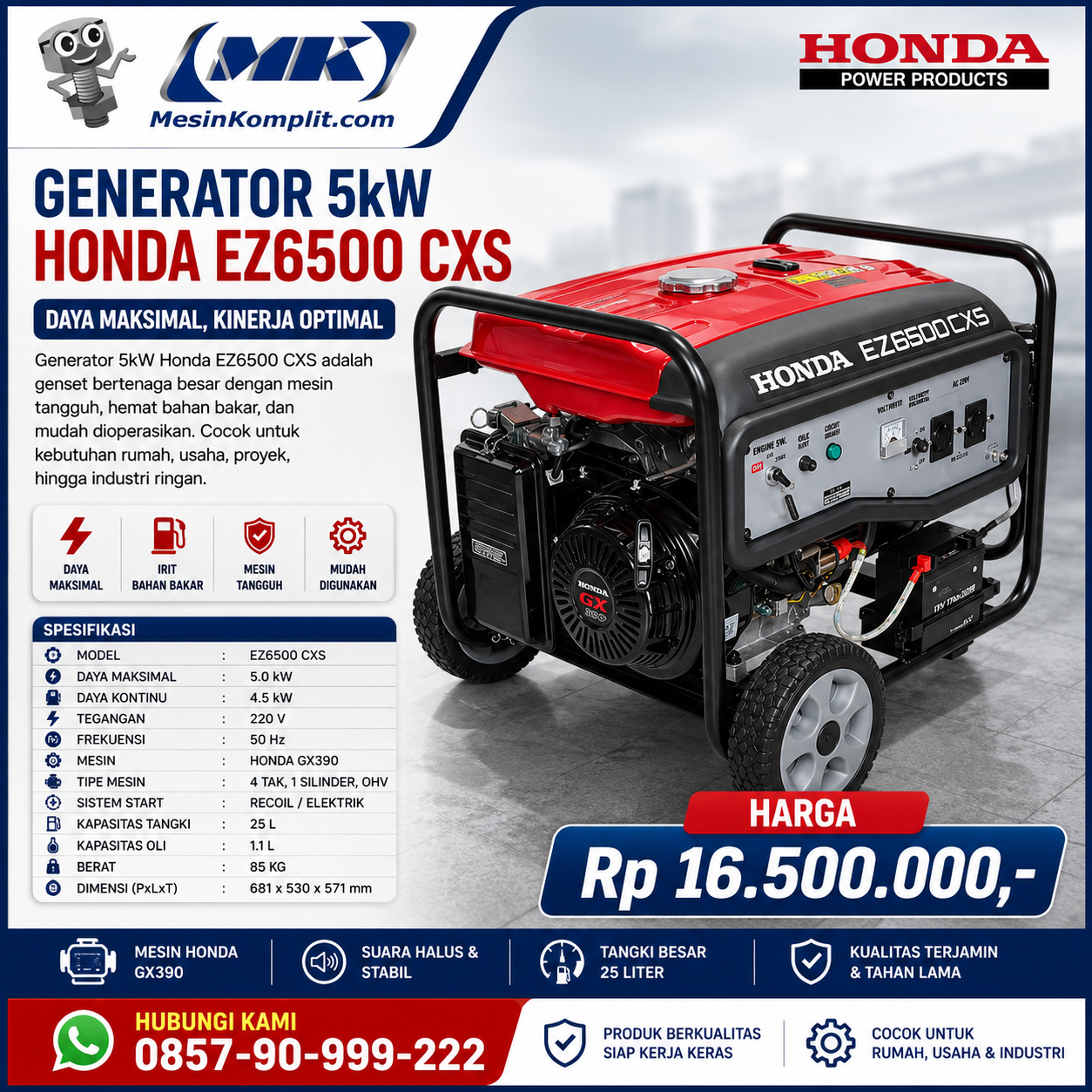 Honda EZ6500CXS Genset 5k...